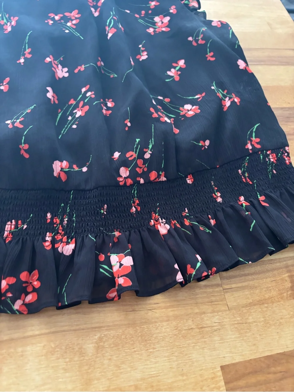 J. Crew Black Floral Ruffle Hem Sleeveless Blouse - size 2